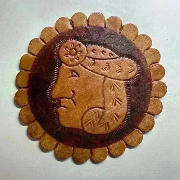Other - 4.5” Leather Coaster Made in Honduras